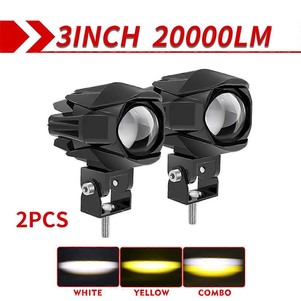 CO LIGHT Motorcycle LED Driving Fog Lights 3 White and Amber LED Projector Lights Spotlight for Tractor Truck ATV UTV 12V 24V
