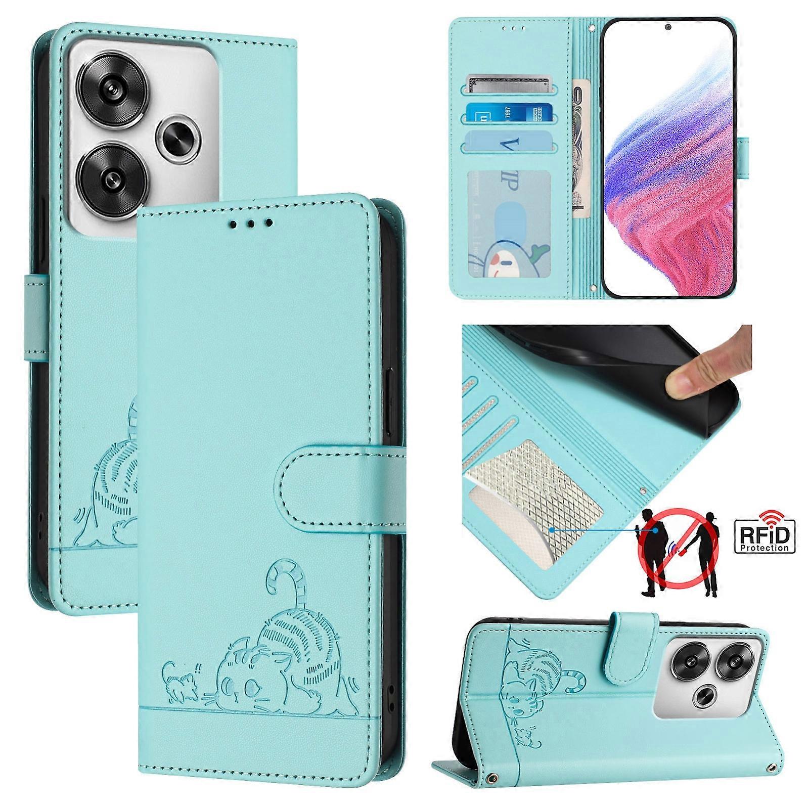 Cat Pattern PU Case For Xiaomi POCO F6 5G