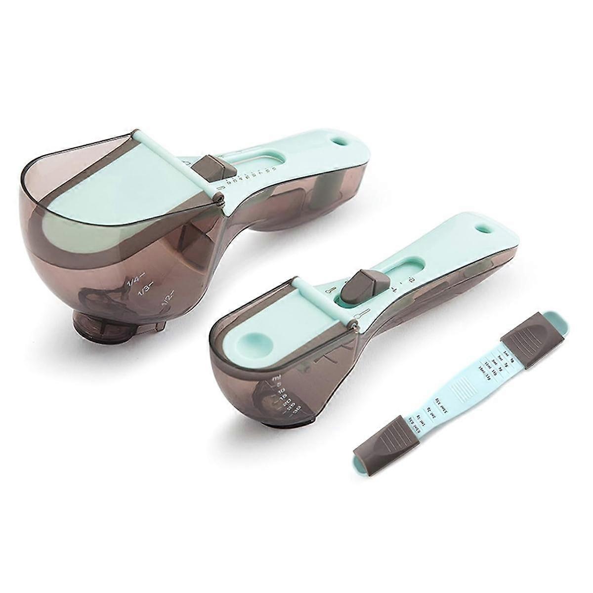 Adjustable Measuring Cup and Spoons Set Battery-Free Baking Magnetic Back Strap Kitchen Tools Graduated Measuring