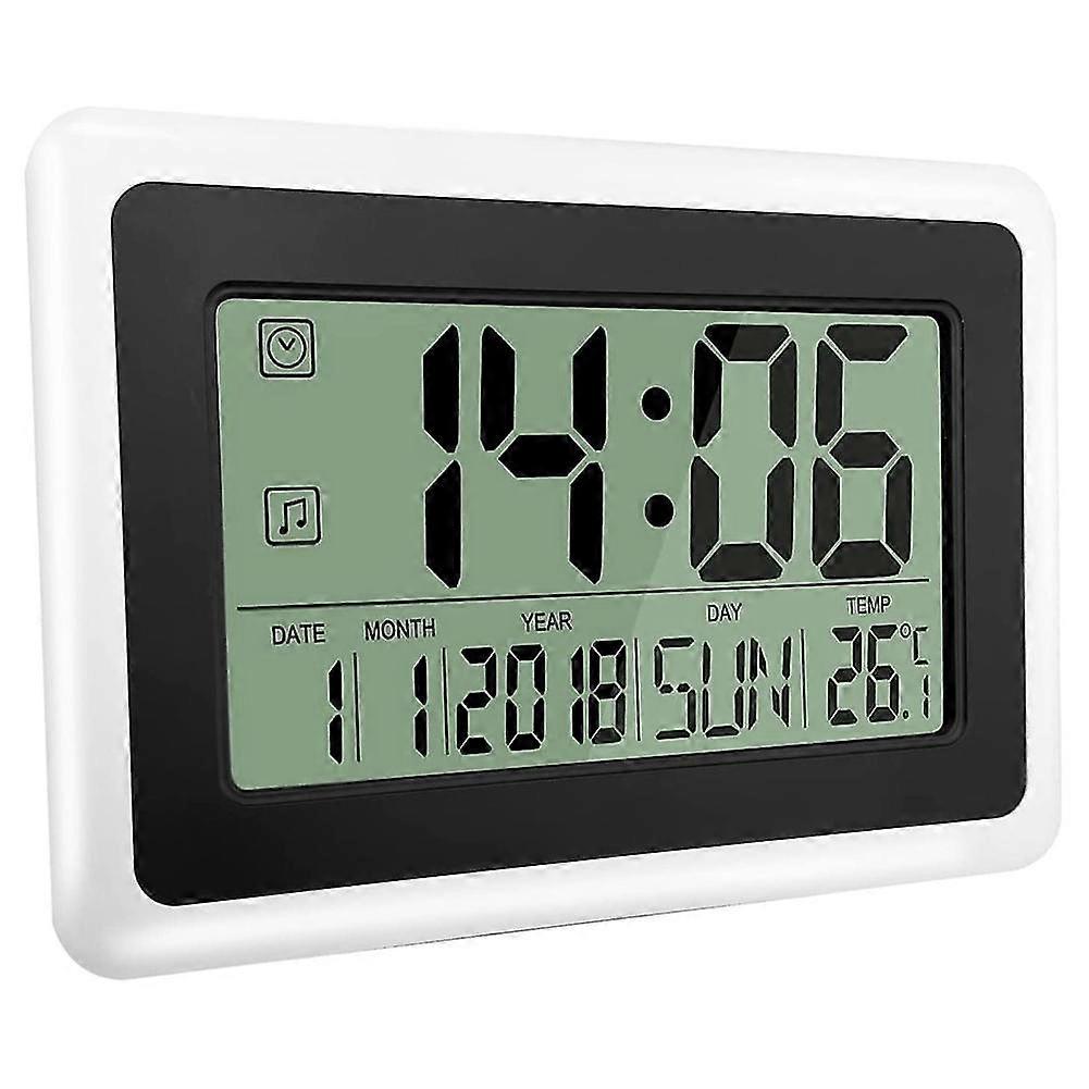 Digital Clock With Calendar Temperature, Lcd Screen Alarm Clock With Extra Digits, Easy To Read A
