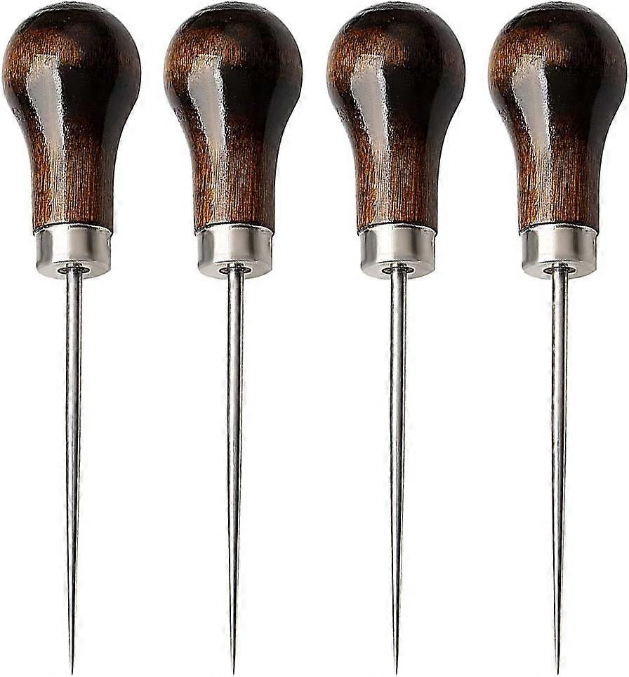 4 Pack Awl, Gourd Shape Awl Tailors Awl Wood Handle Scratch Awl Sewing Awl Tool