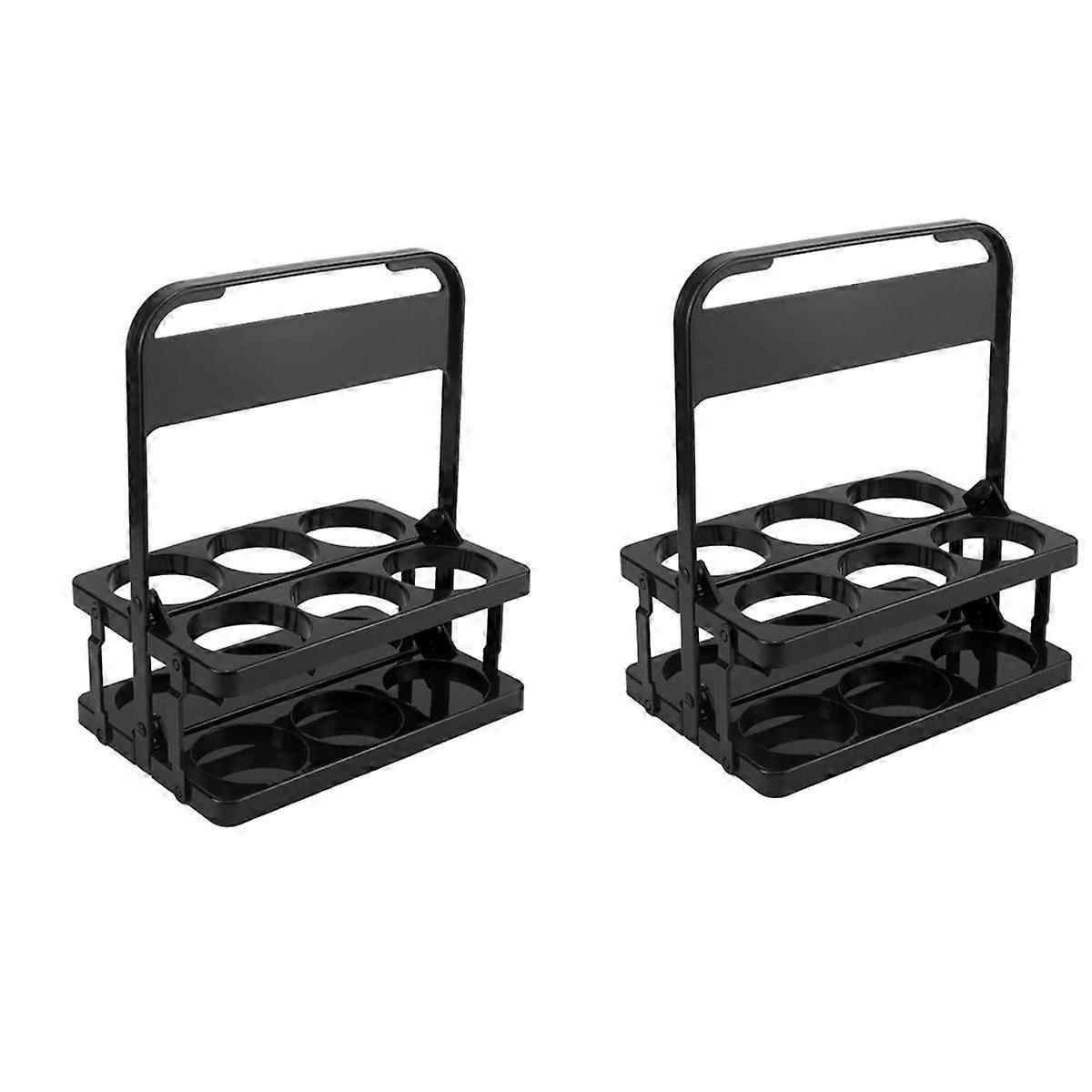 Foldable Plastic Drink Carrier, 2 Pack Black Beverage Carrier, Cup Holder, Beverage Coffee Beer Delivery Holder,Reusable