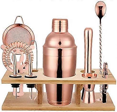 11個750MLカクテルシェーカーYシャイニーステンレススチールブリティッシュカクテルシェーカーセットローズゴールドカラー