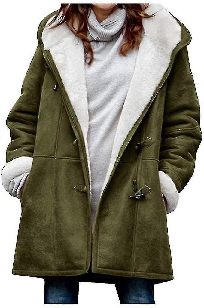Kvinder Vinterfrakke Tyk Varm Fleece Hætteklædte Jakke Damer Afslappet Plus Size Parka Jakke-Xinhan