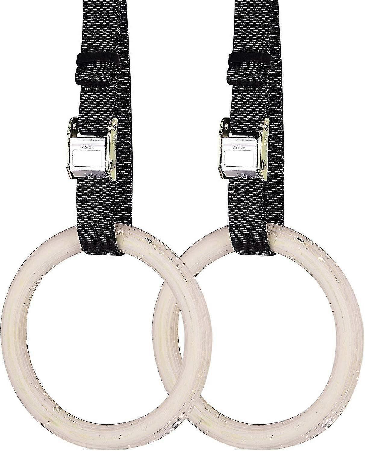 حلقات جمباز خشبية بما في ذلك أحزمة تعليق - طقم بطول 2-6 أمتار - حلقات جمباز قابلة للتعديل - للرياضات المنزلية وتدريبات اللياقة البدنية