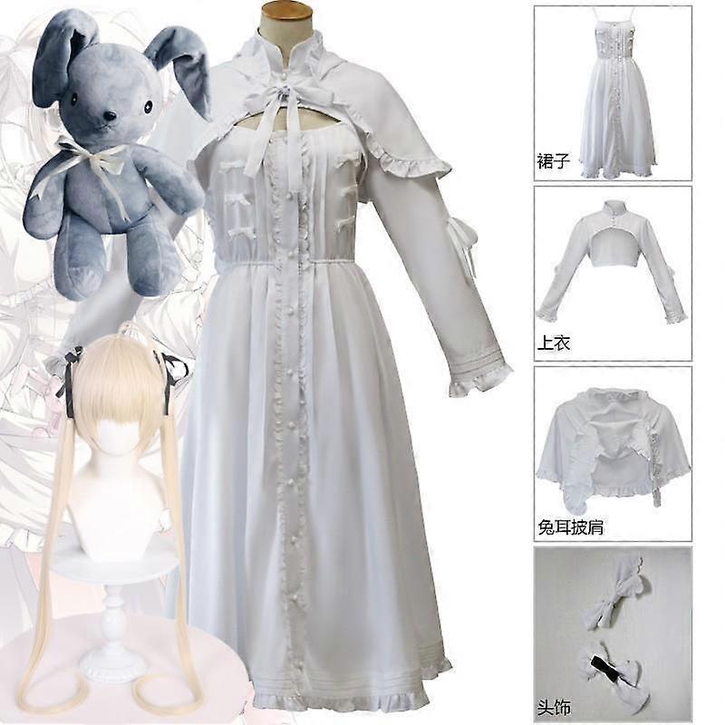 Anime Yosuga Δεν Sora Kasugano Sora Lolita Λευκό Cosplay Περούκα Κουνέλι Κούκλα Φόρεμα Γλυκό Lady Girs Αποκριάτικο πάρτι Νέο