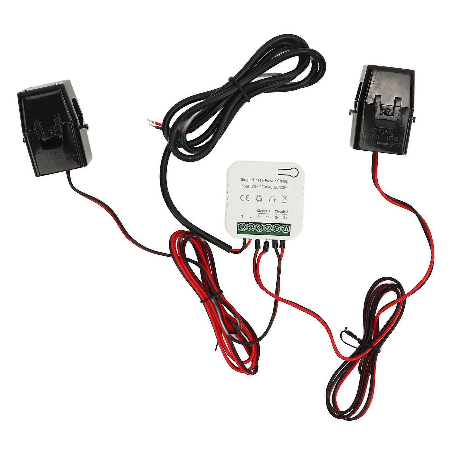 Smart Energy Meter for Tuya WIFI Consumption Monitor Single Phase with 2 120ACT Clamp Current Transformer 90250VAC NO.7203