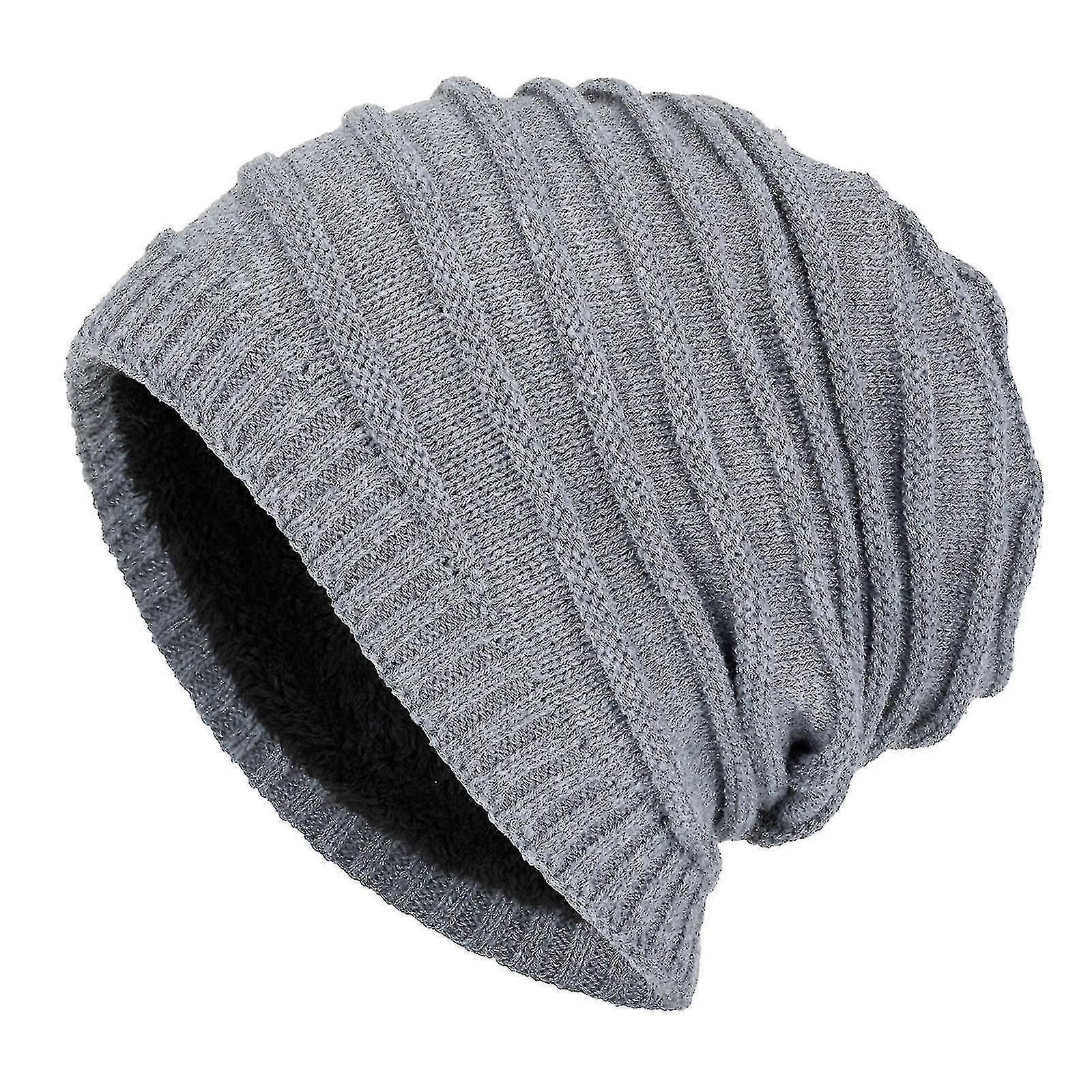 Mens Neutral Keep Warm Plush Knitted Woolen Hat(gray), - RIpj