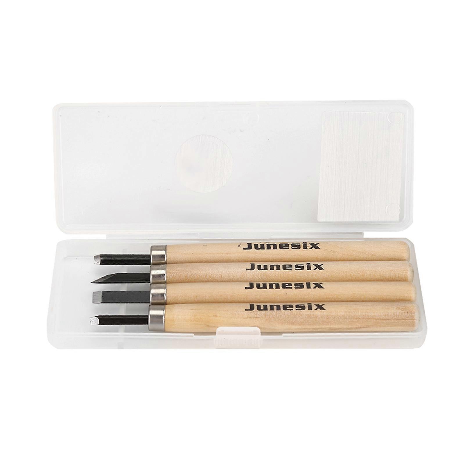 4pcs Wood Carving Knife Manual Sharpener Rubber Stamp Knives Carving Tools Set (#3)