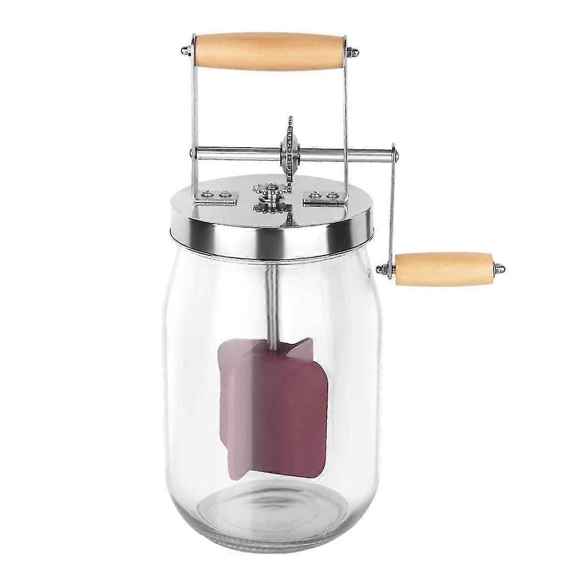 1.5 لتر يدوي زبدة مخاض - مقبض خشبي يهتز الفولاذ المقاوم للصدأ والعتاد يدوي صانع الزبدة ، الطبعة B
