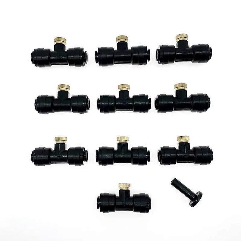 Newest Outdoor Mist Tee Nozzle Water Misting Mister Nozzle Misting Nozzles Kit with Thread 10/24 UNC Tees 10Pcs and 04mm Orifi
