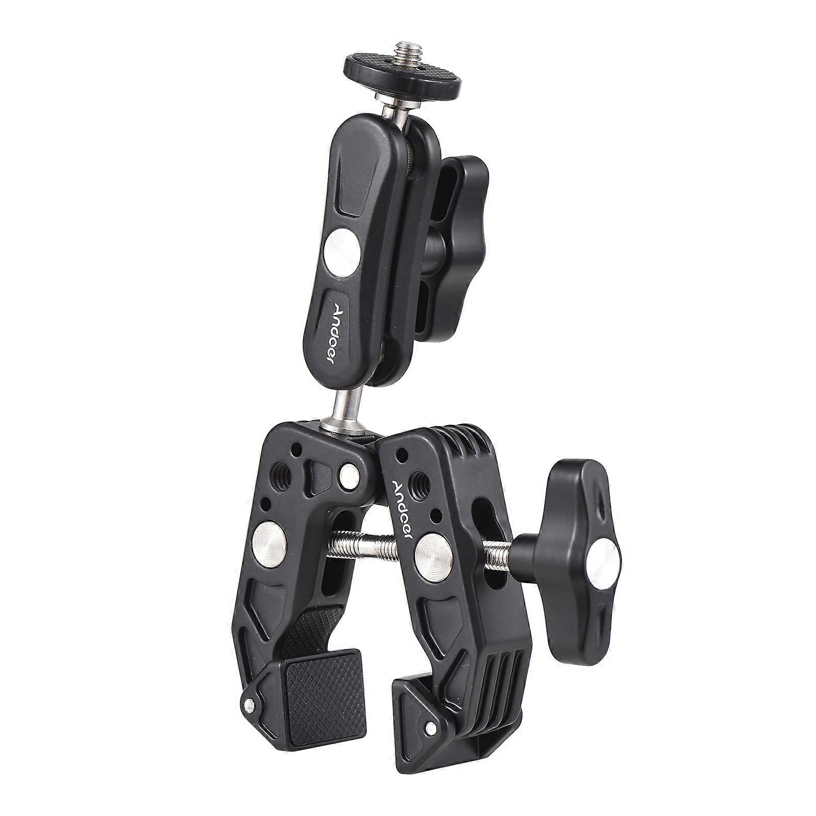 Andoer Super Clamp Mount Camera Mount Flexible Monitor Mount with Dual 360 Rotatable Ball Head 1/4 Inch & 3/8 Inch Threads Replacement for GoPro Hero