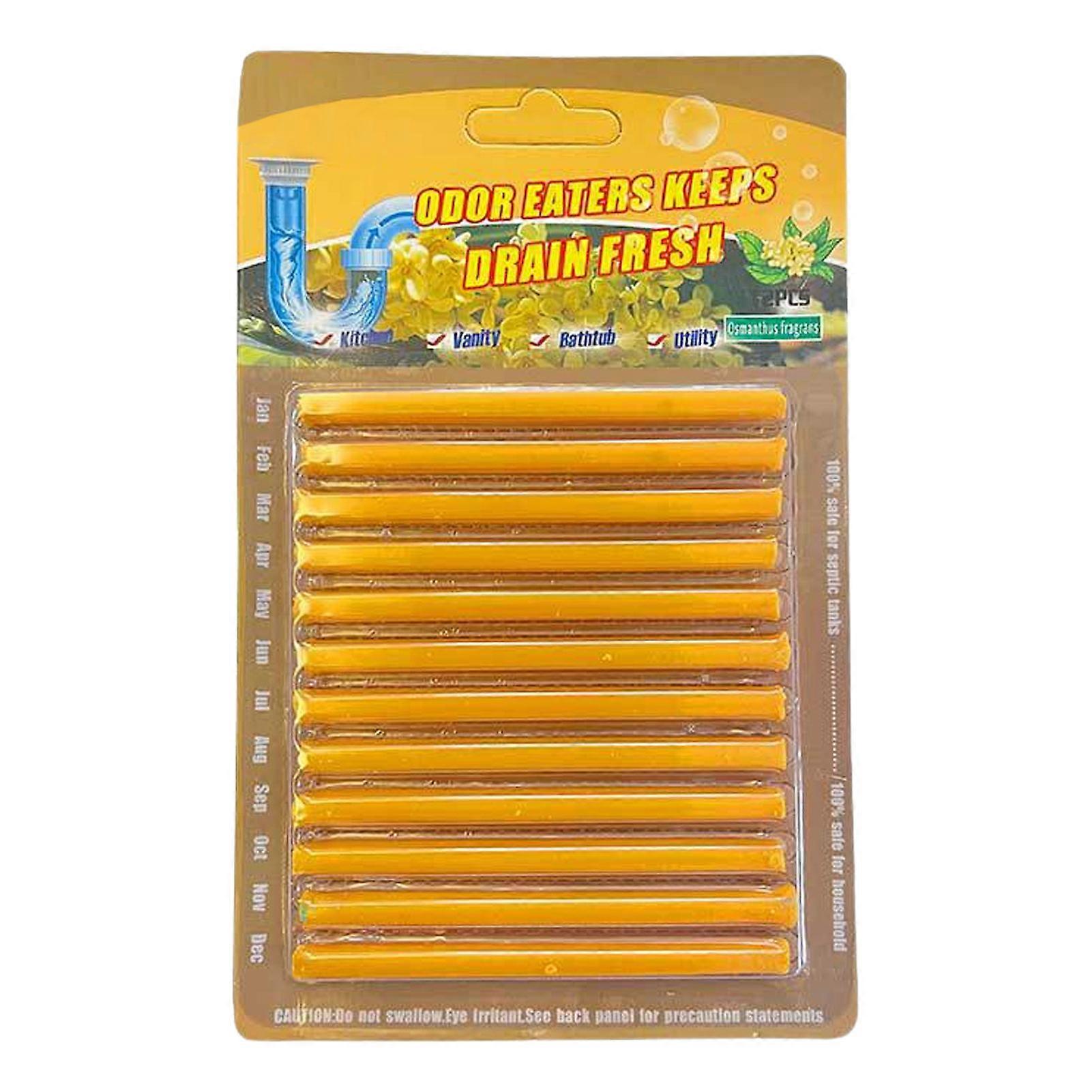 12 Pcs Drain Cleaner Sticks Sets Non-Toxic Sink Clean Deodorizer Tools for Sink Shower Bathtub Toilet Unclogger