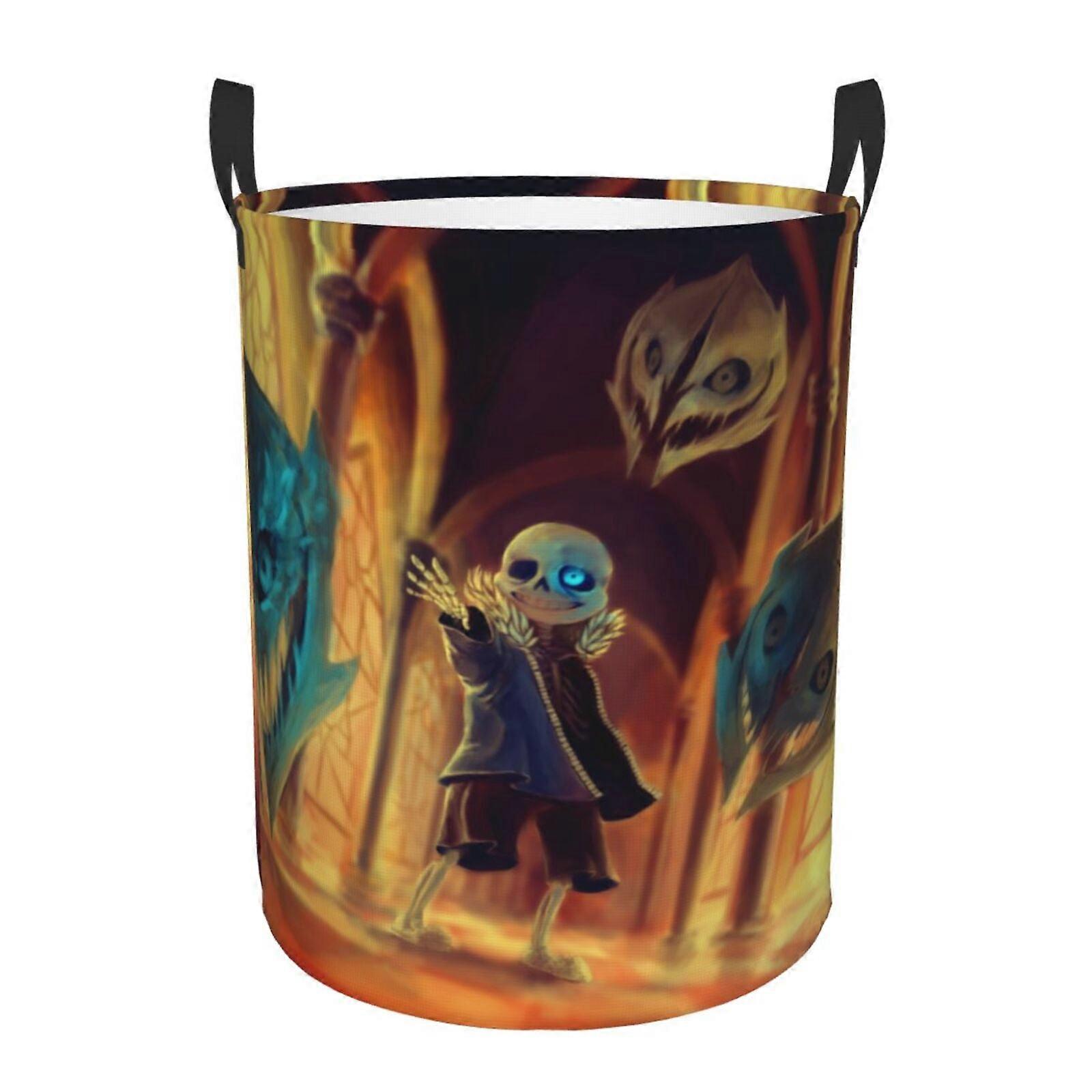 Undertale Sans 3d Graphic Flame Laundry Basket Fire Flame Clothes Hamper Storage With Handle-SYS28308