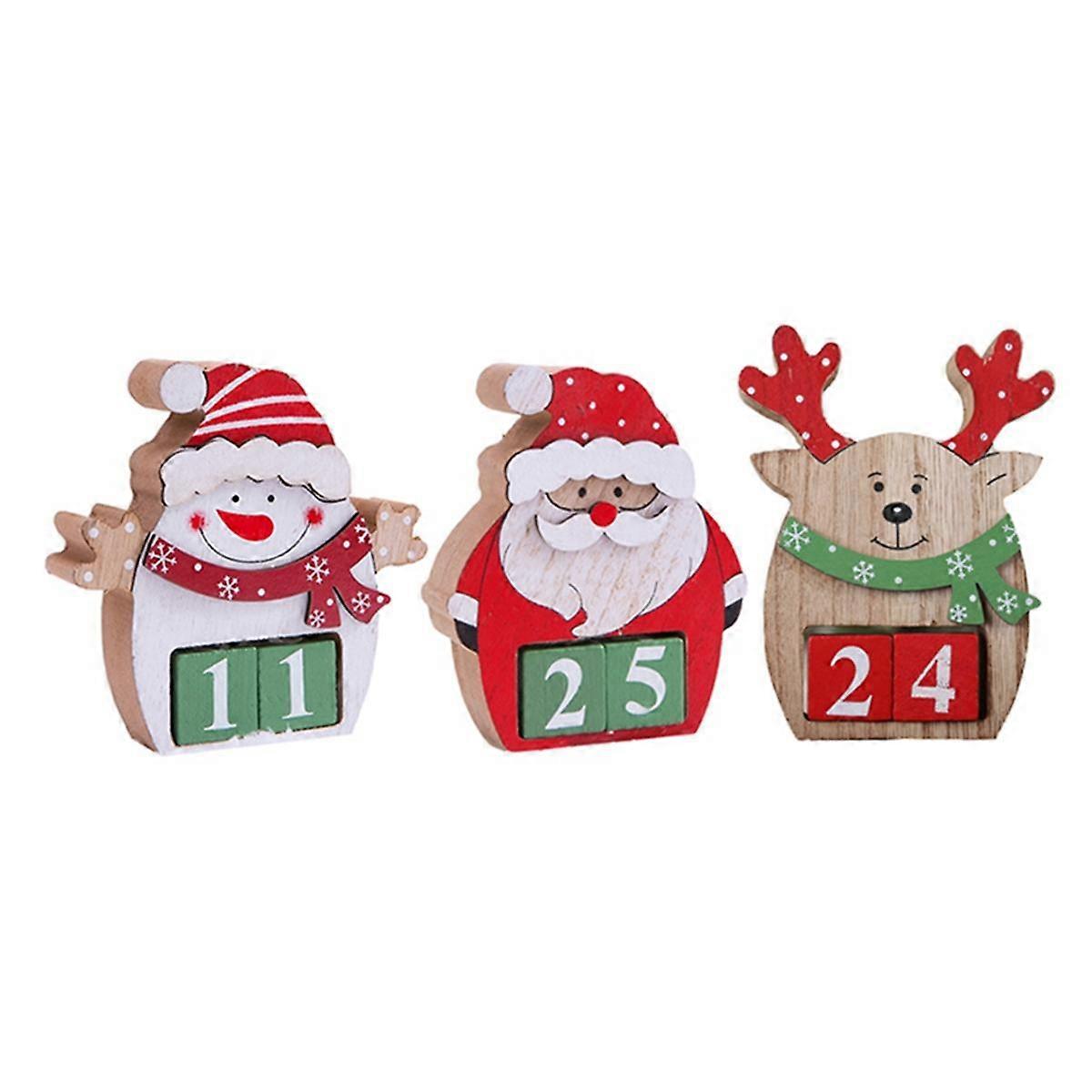 3Pcs Perpetual Calendar Cube Christmas Countdown Block Desktop -Decor Table Decor Ornament Decorate
