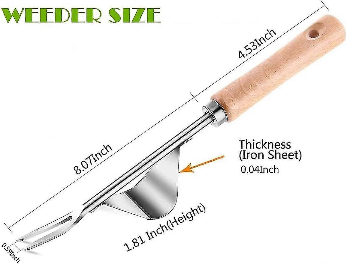 Hand Weeder Tool With Solid Wood Handle And Y-shaped Stainless Steel Spatula Design, Garden Lawn Weeding Tool (1)