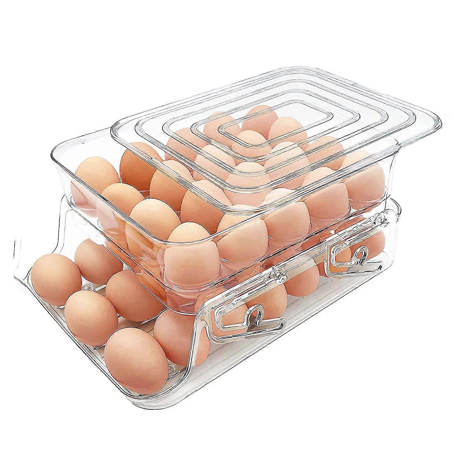 Egg Holder For Refrigerator, Capacity Egg Container For Refrigerator, Egg Storage Box With Lid & Au