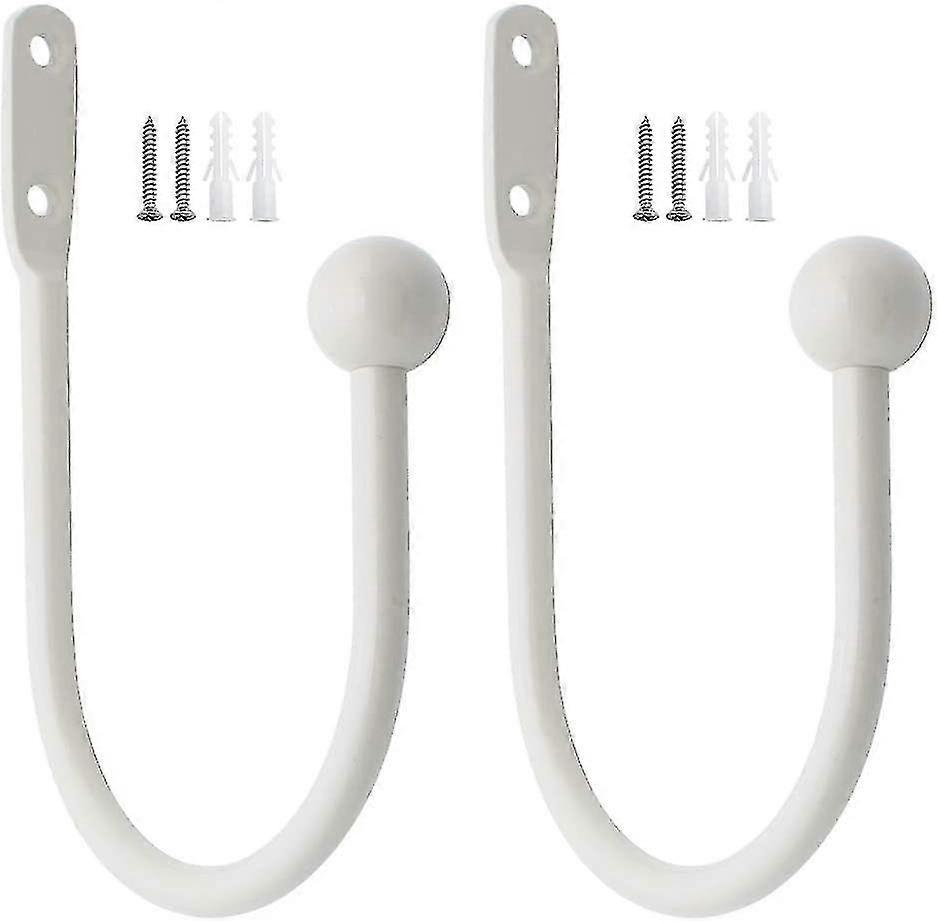 2 Pieces Tiebacks Metal White Curtain Holder Tieback Wall Mounting