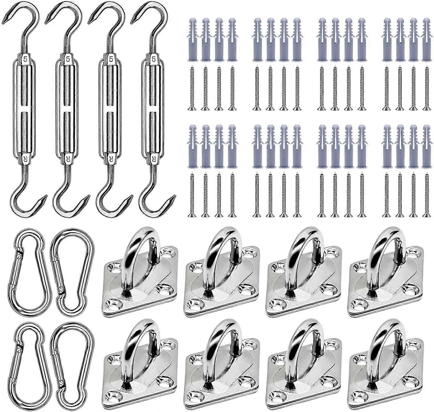 Sun Shade Sails Hardware Kit for Square/Rectangle/Triangle Shade Sail, 5 Inch Stainless Steel Anti-Rust Installation Hardware Kit for Outdoor Patio Ga