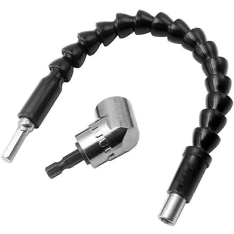 Right angle drill bit and flexible angle extension kit for drill bit or scr