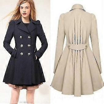 Women's Trench Coat Double-breasted Classic Lapel Overcoat Slim Outerwear