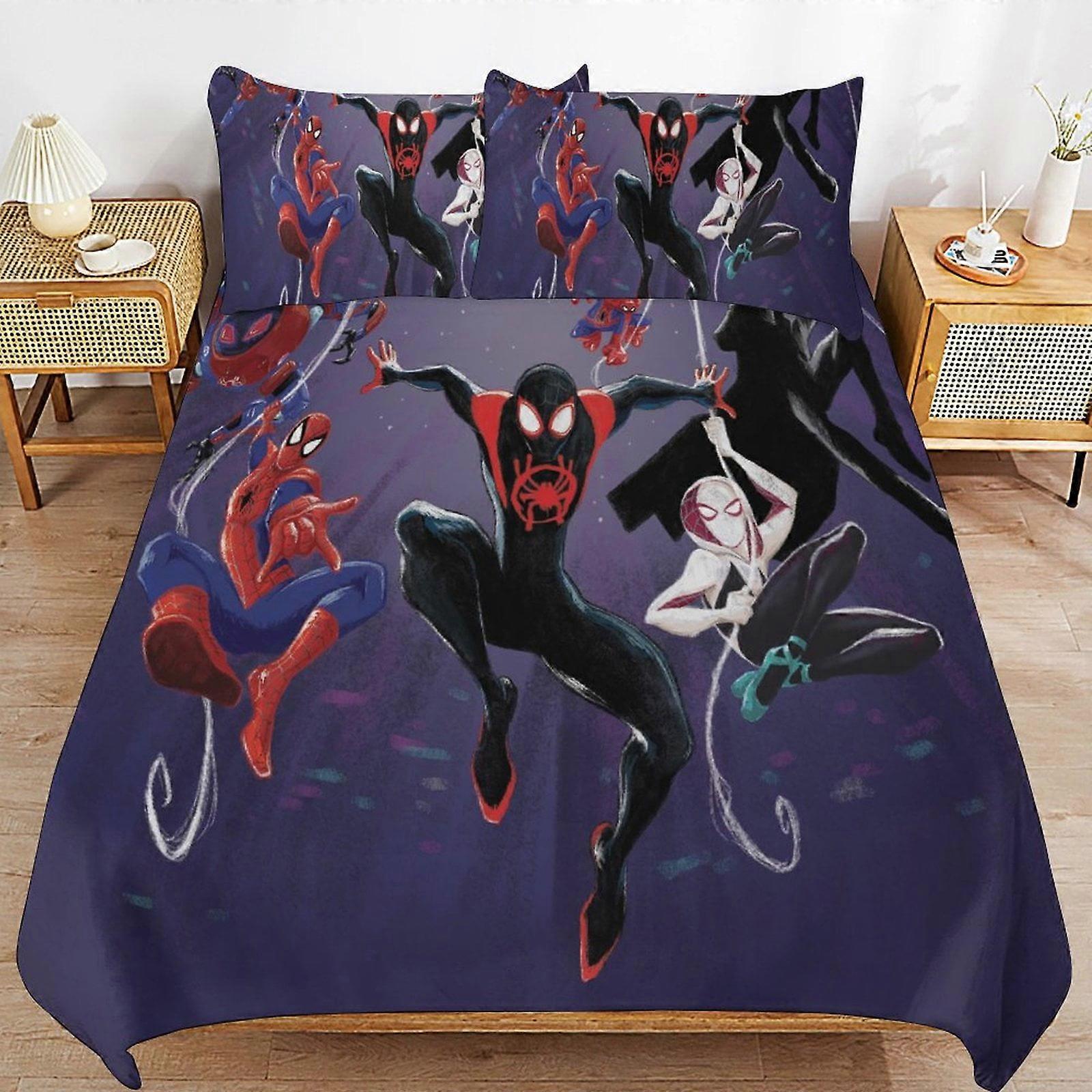 v4468  Bed Sheets Bedding Spider Ma-n Across_the_Spider_Verse 3 PCS Comfort Set with 2 Pillowcases,Spider Ma-n Bedding Set Sheet Set for Kids Adults,A