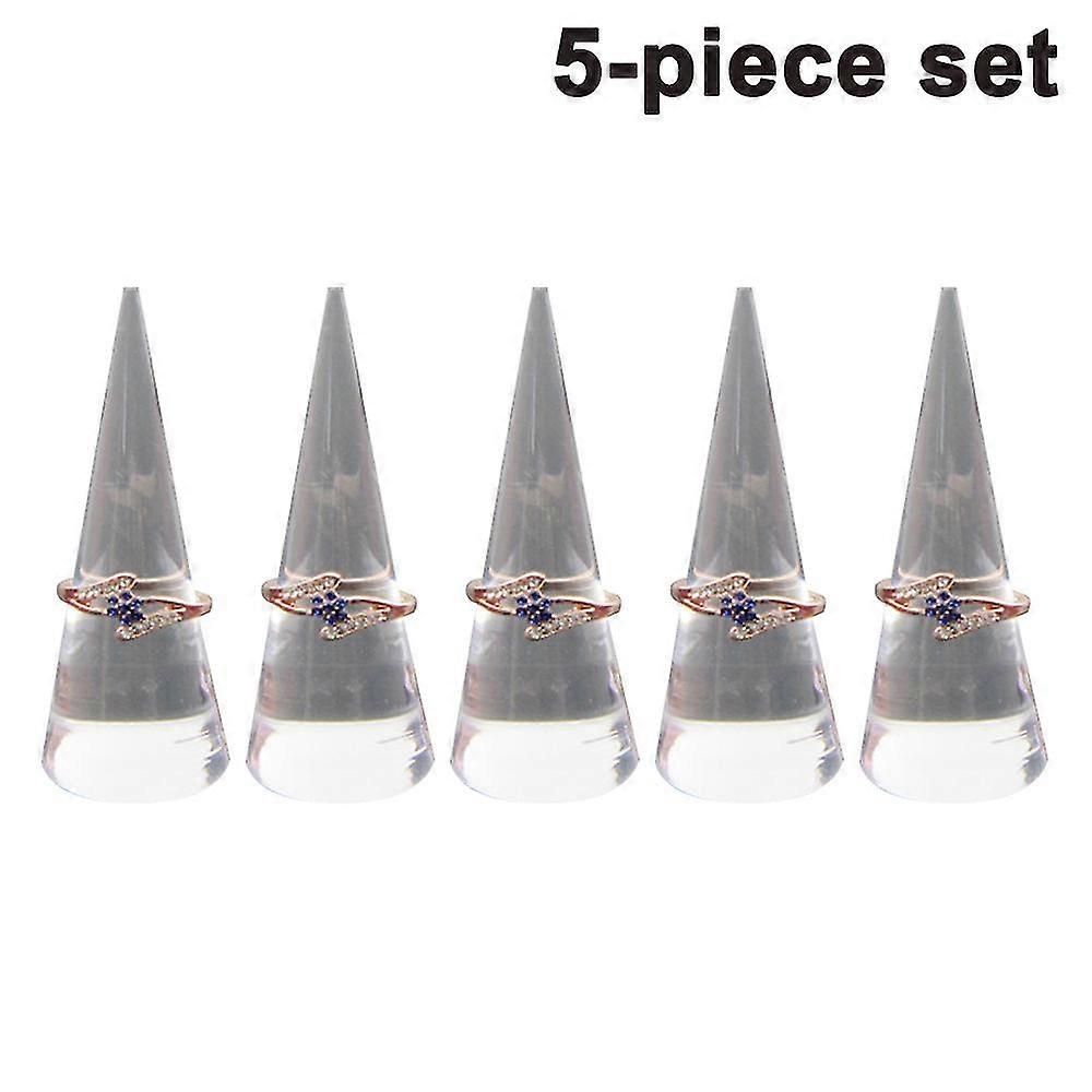 5 Pack Cone Shape Acrylic Solid Ring Display Compatible With Jewelry Showcase Display Stand (clear & Black & White)
