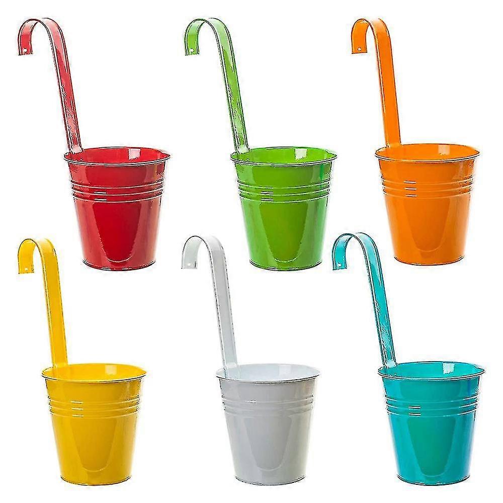 Set Of 6 Colorful Colored Hanging Planters Flower Balcony Flower Pot