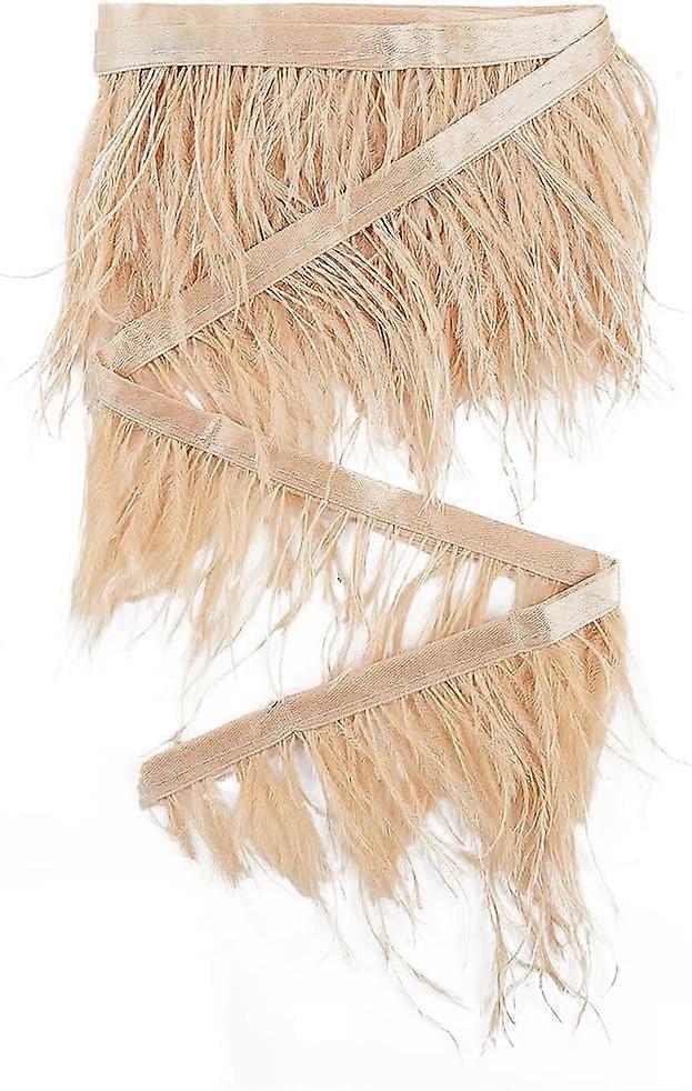 2.2 Yards Ostrich Feather Trim Fringe Craft 3-4 Inch Plumes Feathers with Satin Ribbon Tape Ornament Accessories for DIY Dress Sewing Clothes Accessor