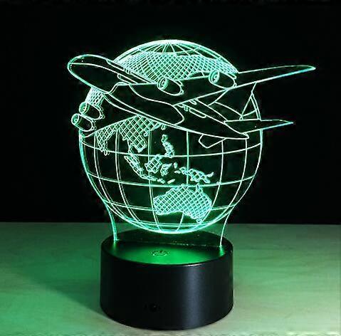 Touch Remote Control Air Plane 3D Light LED Table Lamp Optical Illusion Bulb Night Light 7 Colors Changing Mood Lamp USB Lamp