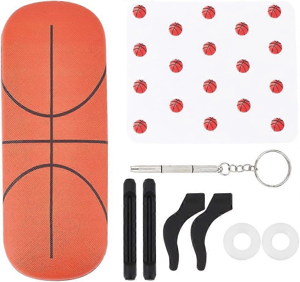 1 Pc Eyeglass Case Basketball Pattern Imitation Leather Eyeglass Case Hard Shell Eyeglasses Case Protective Case for Women Men Sunglass Eyeglasses