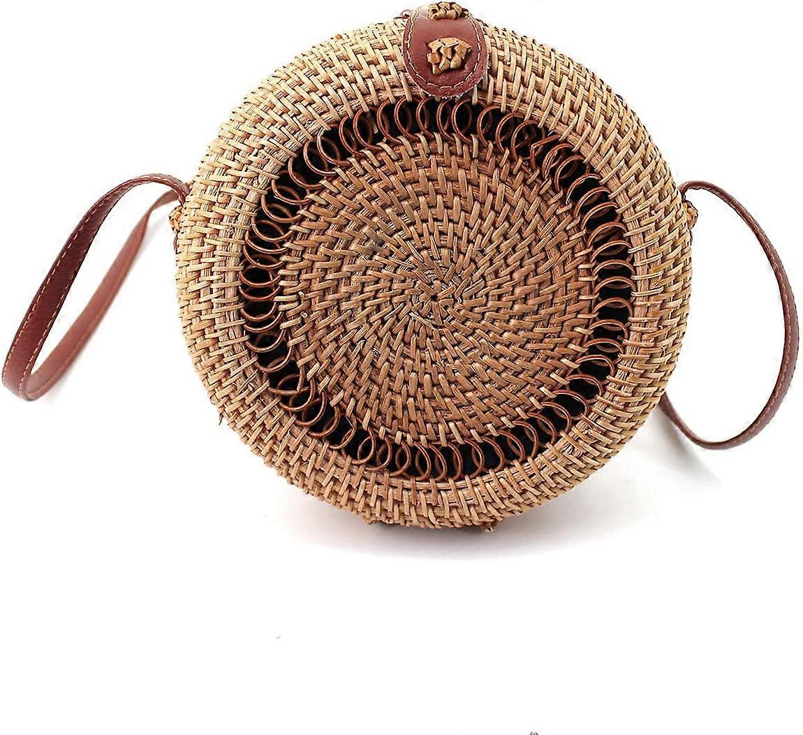 Kvinnor Straw Handvävd Rund Väska