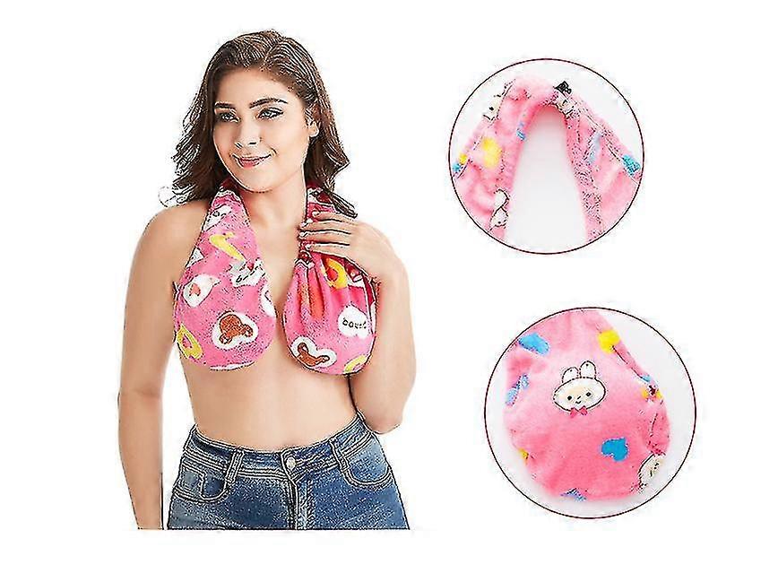 حمالة صدر وردية، منشفة حمام، هالتر، لف الثدي، الثدي، هالتر، منشفة التمريض