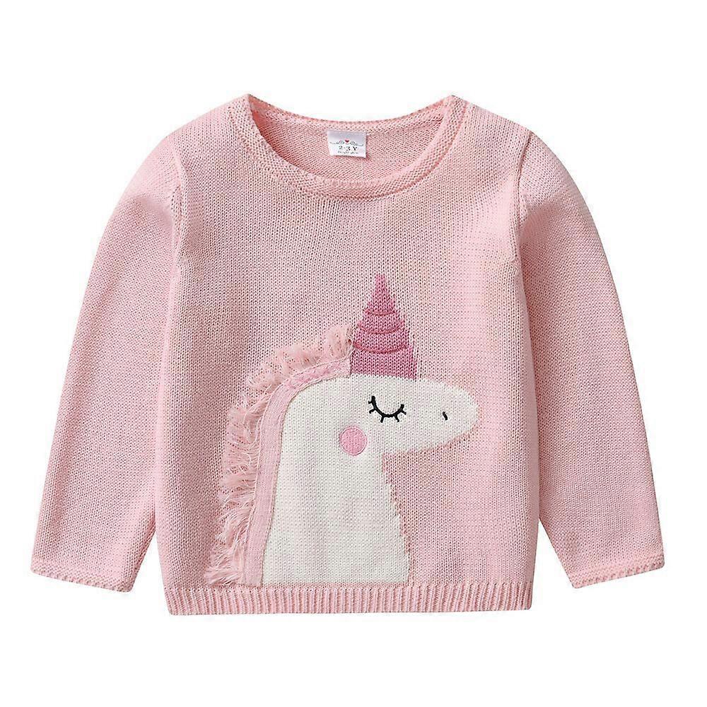 Einhorn Weicher Rundhals-Strickpullover für Kinder Solid Casual Basic Kleidung Casual