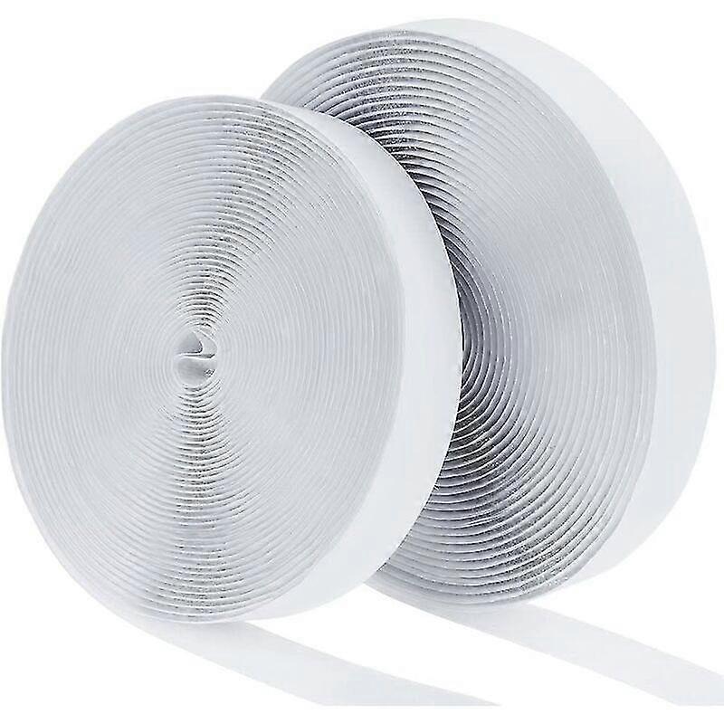 2pcs Adhesive Tapes Adhesive Tapes Self Adhesive Scratch Hook Loop Tape For Picture Frames Installation, 20mm X 8m-white