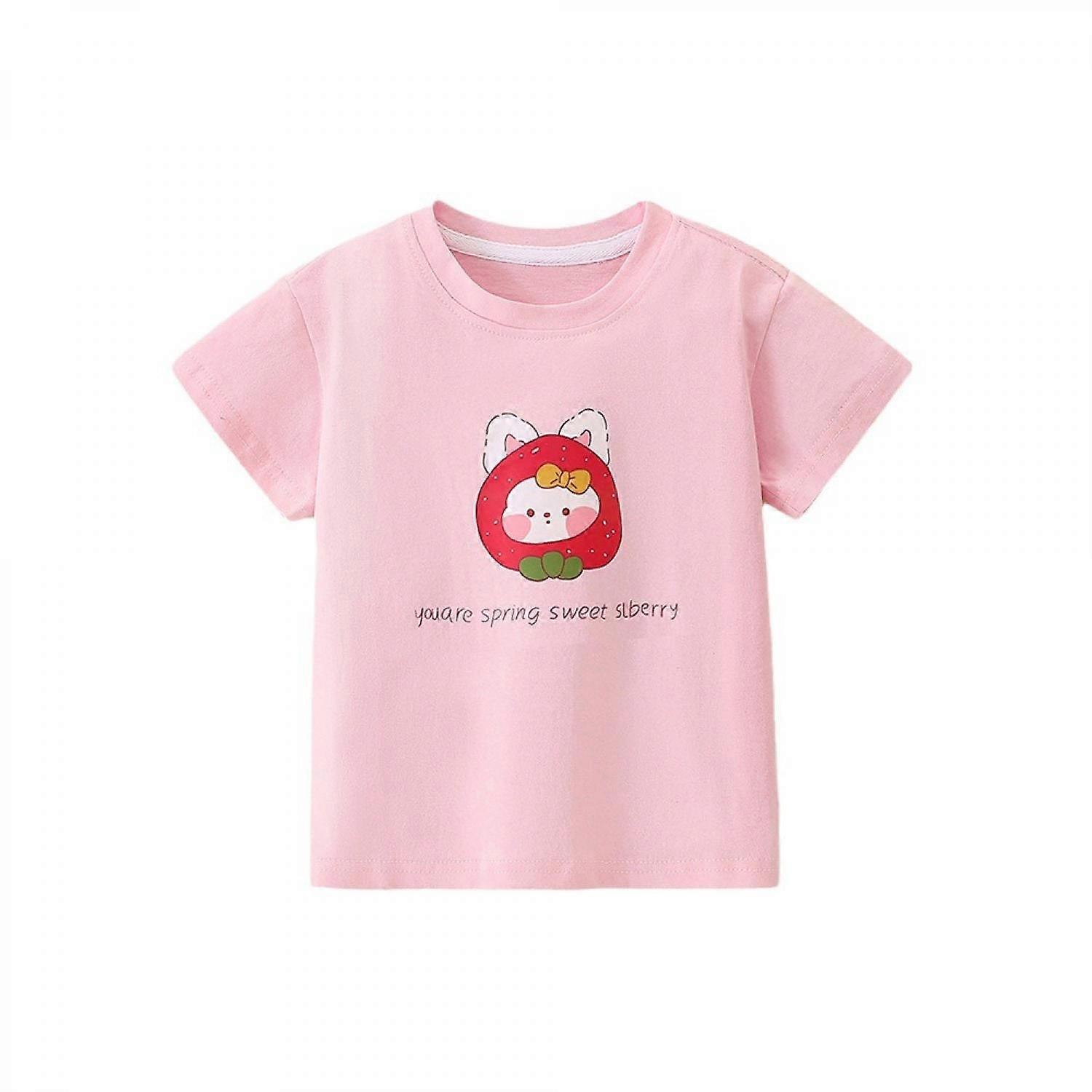 Flickor T-shirt Söt jordgubbe sommar T-shirt Tecknad anime tryck mönster -GSL