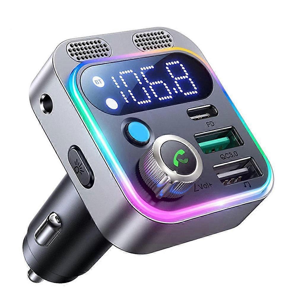 2023 Bluetooth 5.2 FM Transmitter للسيارة FM / AUX محول سيارة بلوتوث شاحن سيارة باس بوست 3 منافذ شاحن بلوتوث محول