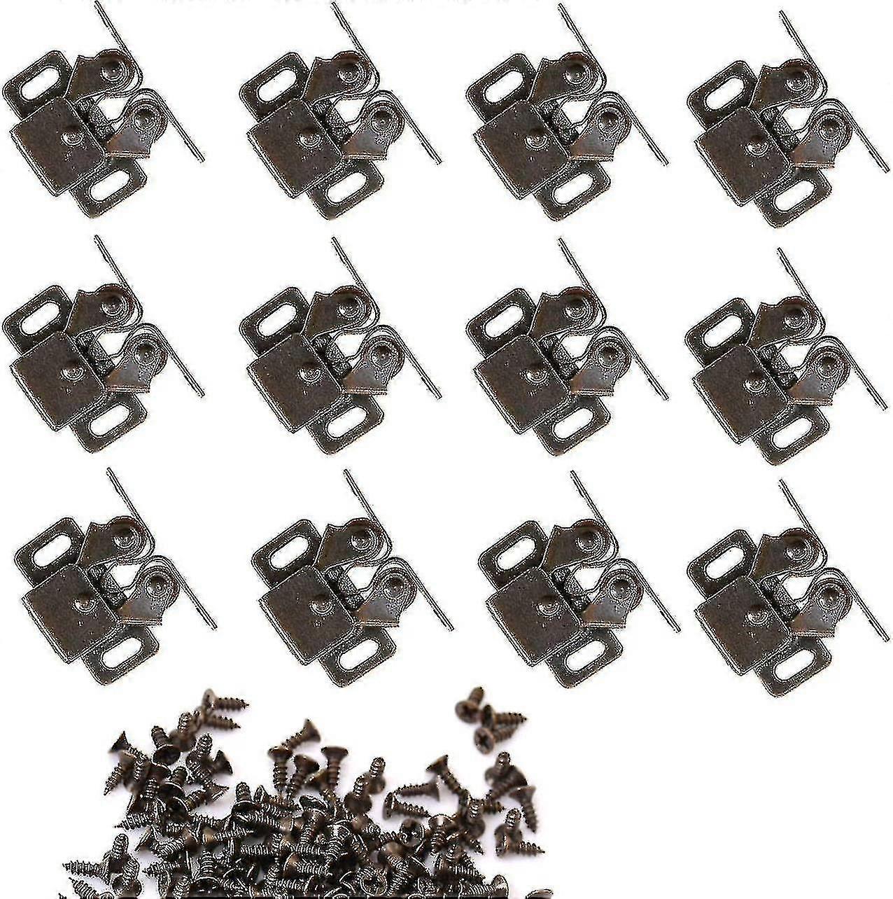 12 Pieces Double Roller Latch, Cabinet Catches Latches, Roller Latches Latches(bronze)