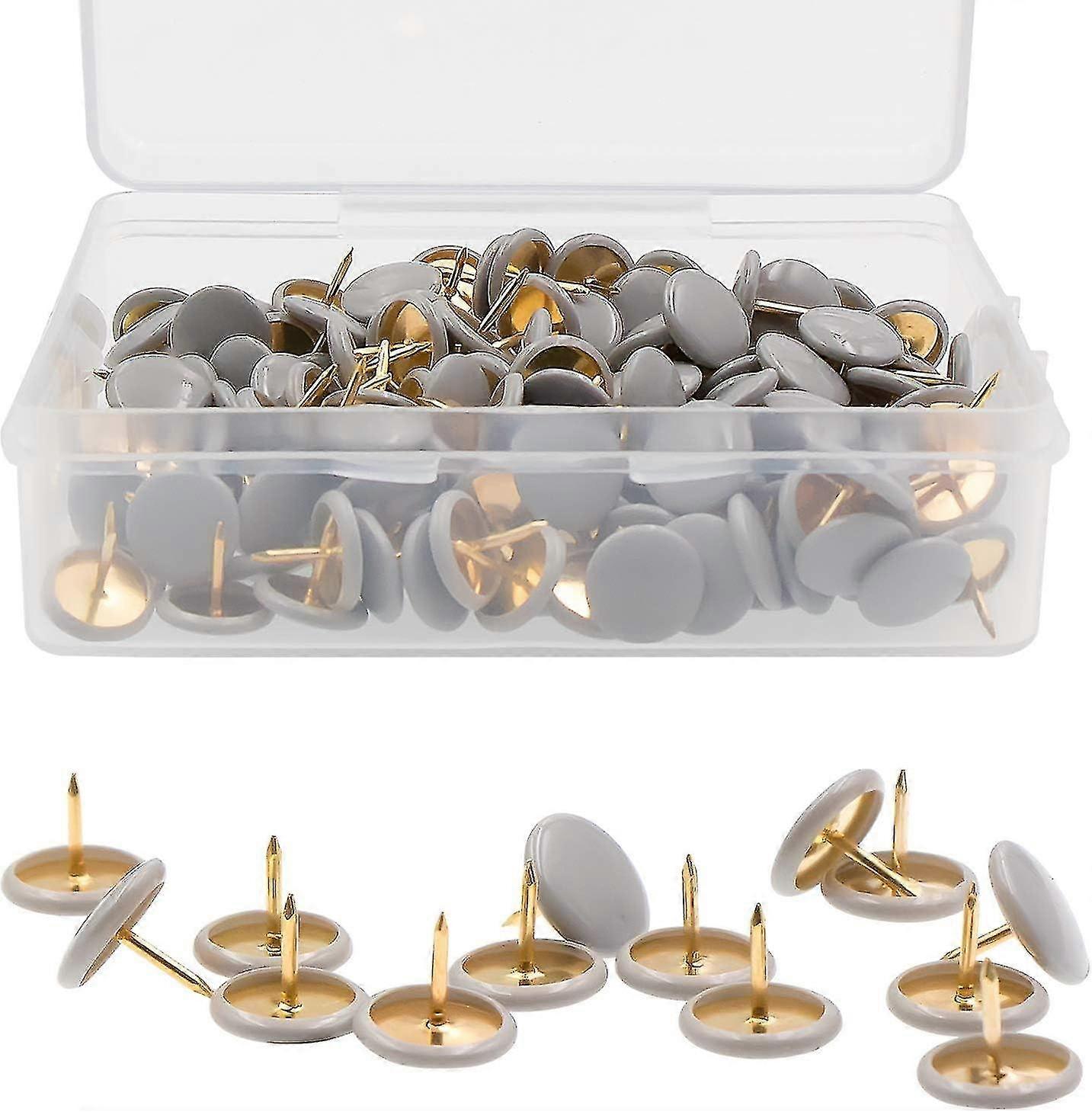 200 PCS Thumb Tacks Grey Plastic Round Head Thumbtacks