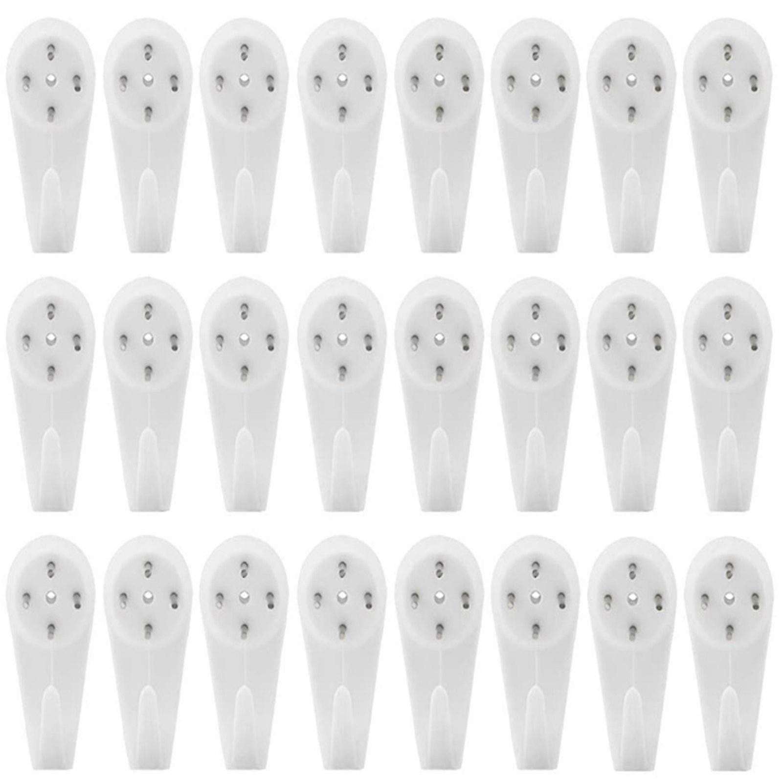 24pcs Plastic White Non-trace Wall Traceless Picture Photo Hooks Hanger - L