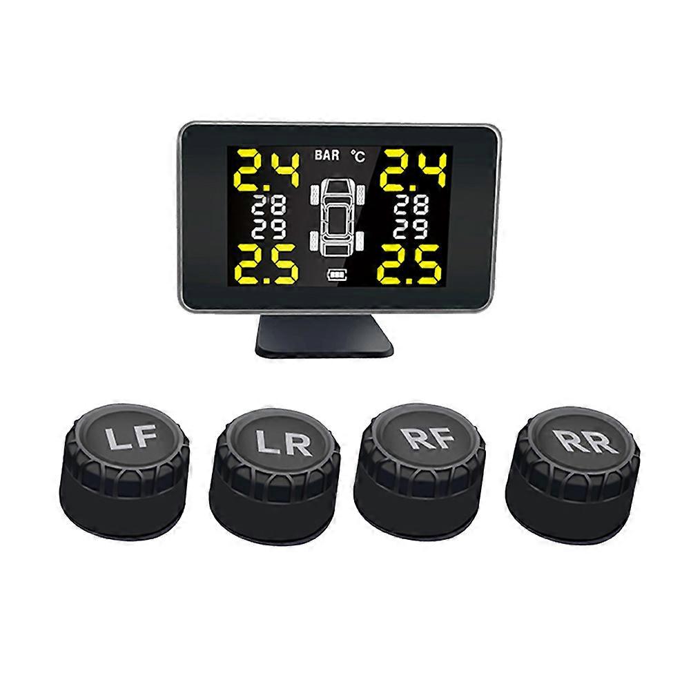 USB  With 4 Pcs External Sensor Wireless LCD Display Auto Security Alarm Systems Mini Car Tire Pressure Monitoring System