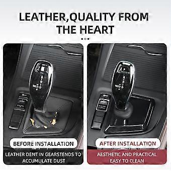 Black Genuine Leather Gear Shift Cover – Clip-On Auto Shifter Interior Trim