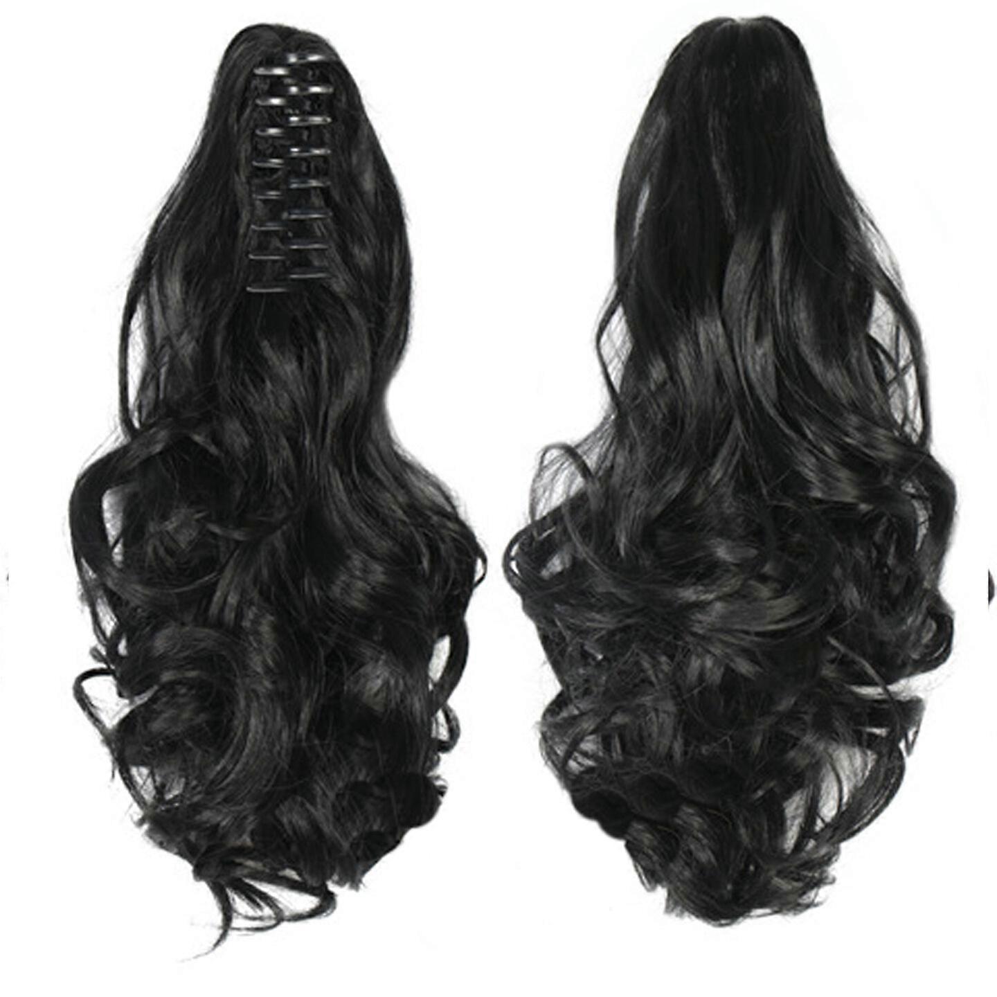 Claw Clip Aaltoilevat poninhännänpidennykset ihmisen poninhännän pitkien hiusten hiuslisäkkeenä Todellinen