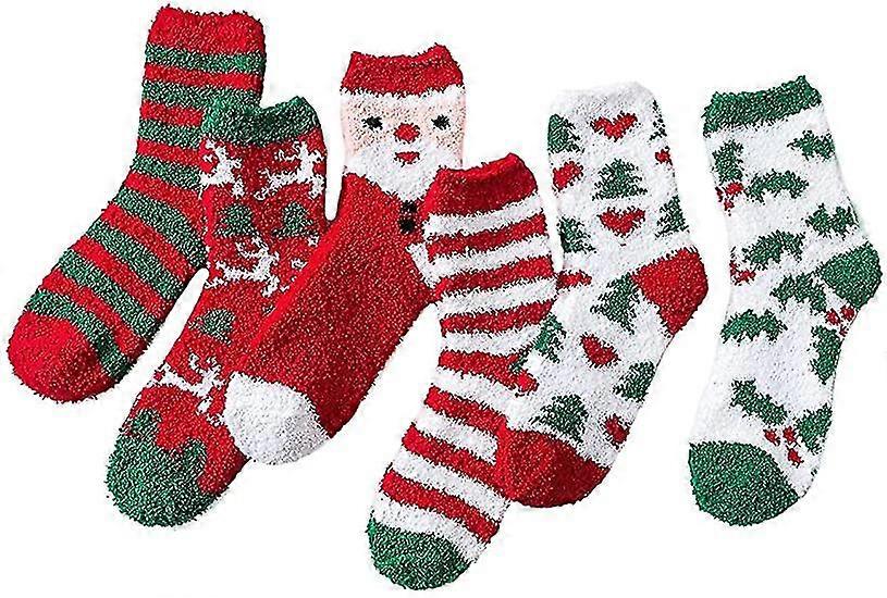 Womens Fuzzy Socks 6 Pair, Warm Cozy Indoor Socks