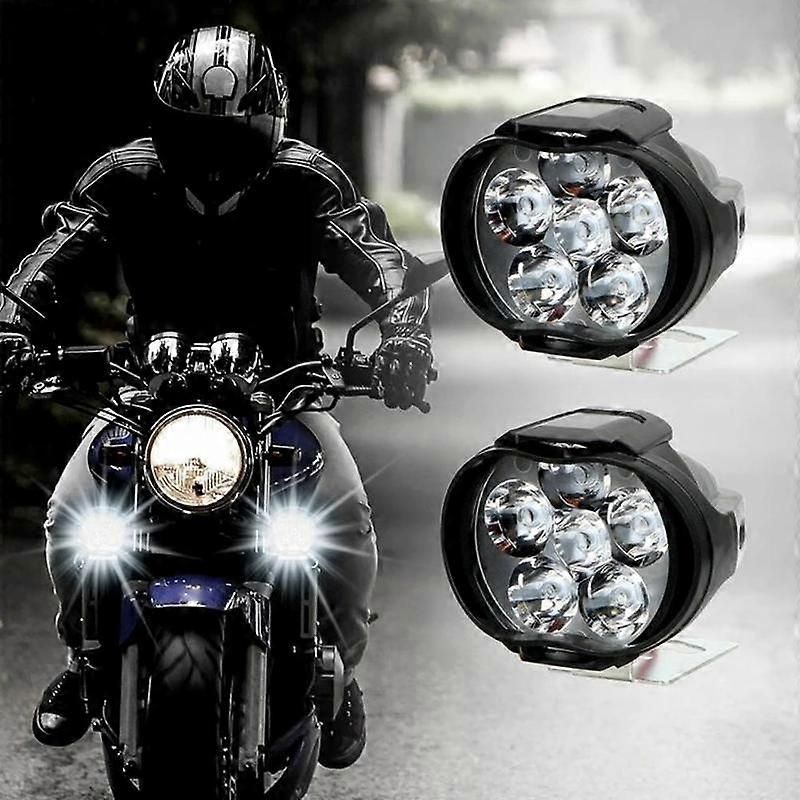 1/2pcs 6 LED Motorcycle Headlight White Spotlights High Brightness Modified Auxiliary Bulbs Car Electric Vehicle Scooters Lamp