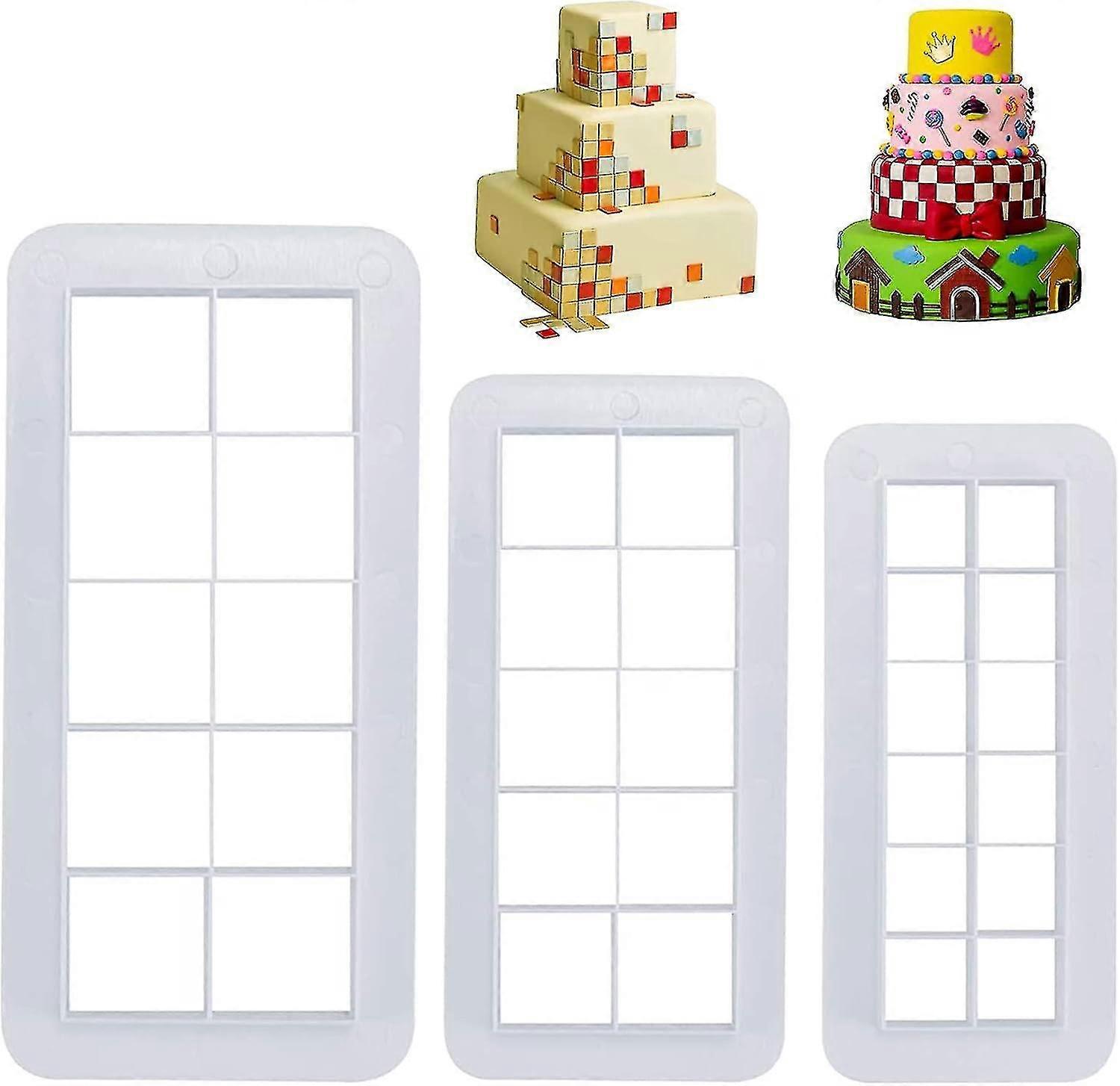 3 Size Square Cookie Cutters - Square Cutters For Fondant And Biscuit Decorating Banmo