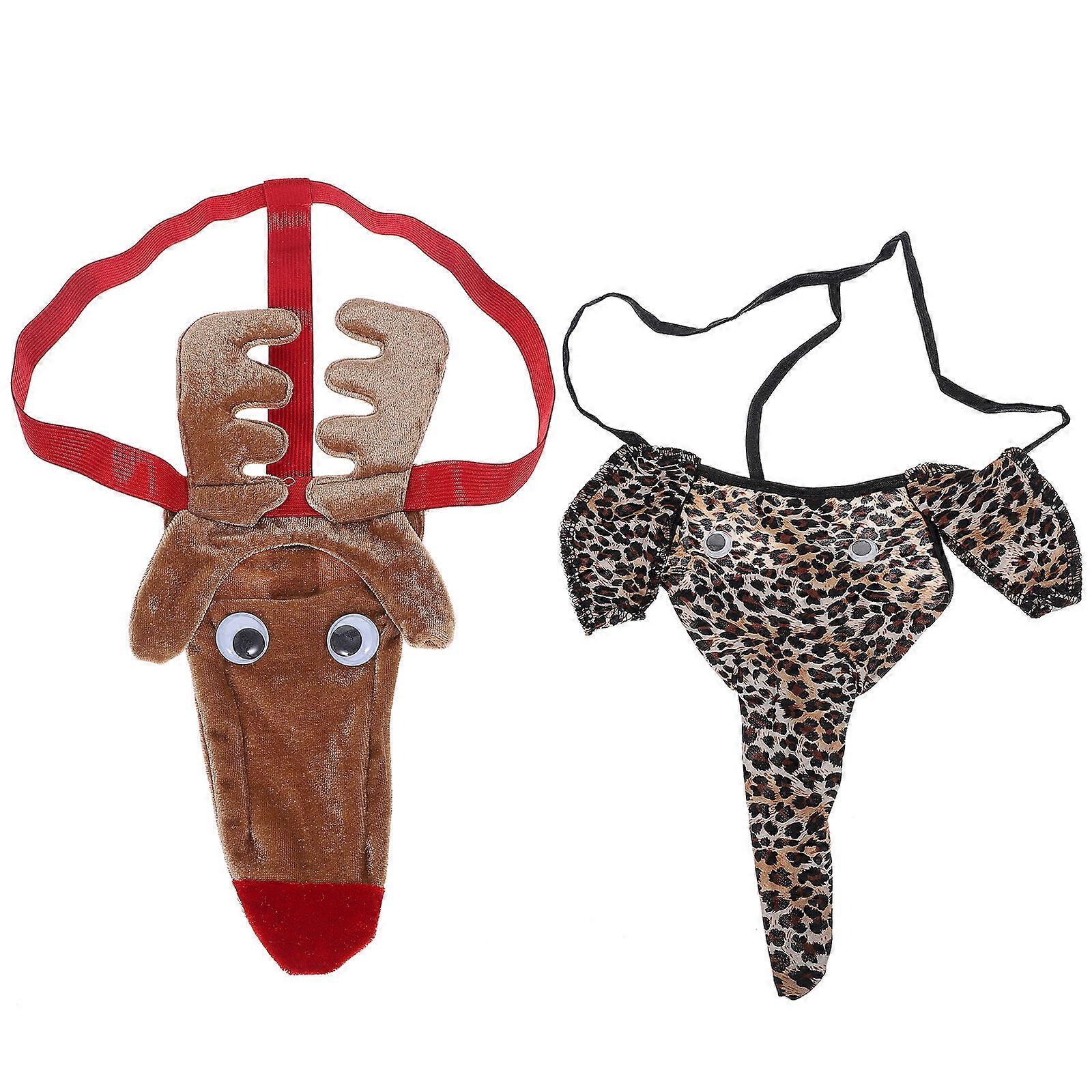 2Pcs Animal Shape Ανδρικά Σέξι Εσώρουχα Ελάφια Ελέφαντας Σχήμα Εσώρουχα Σλιπ G String Thong