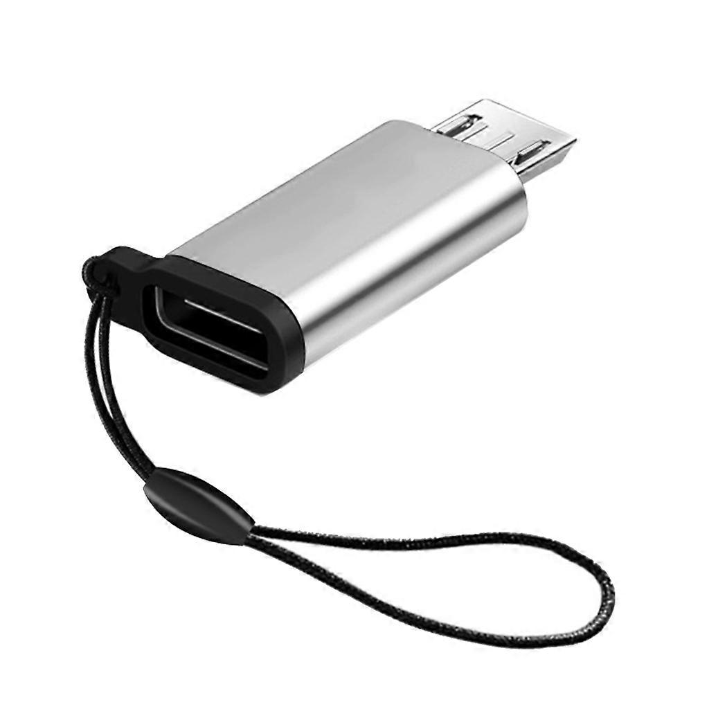 USB C Female to Micro USB Male Adapter Converter Connector with Lanyard Support Charging & Data Sync for Phone Portable