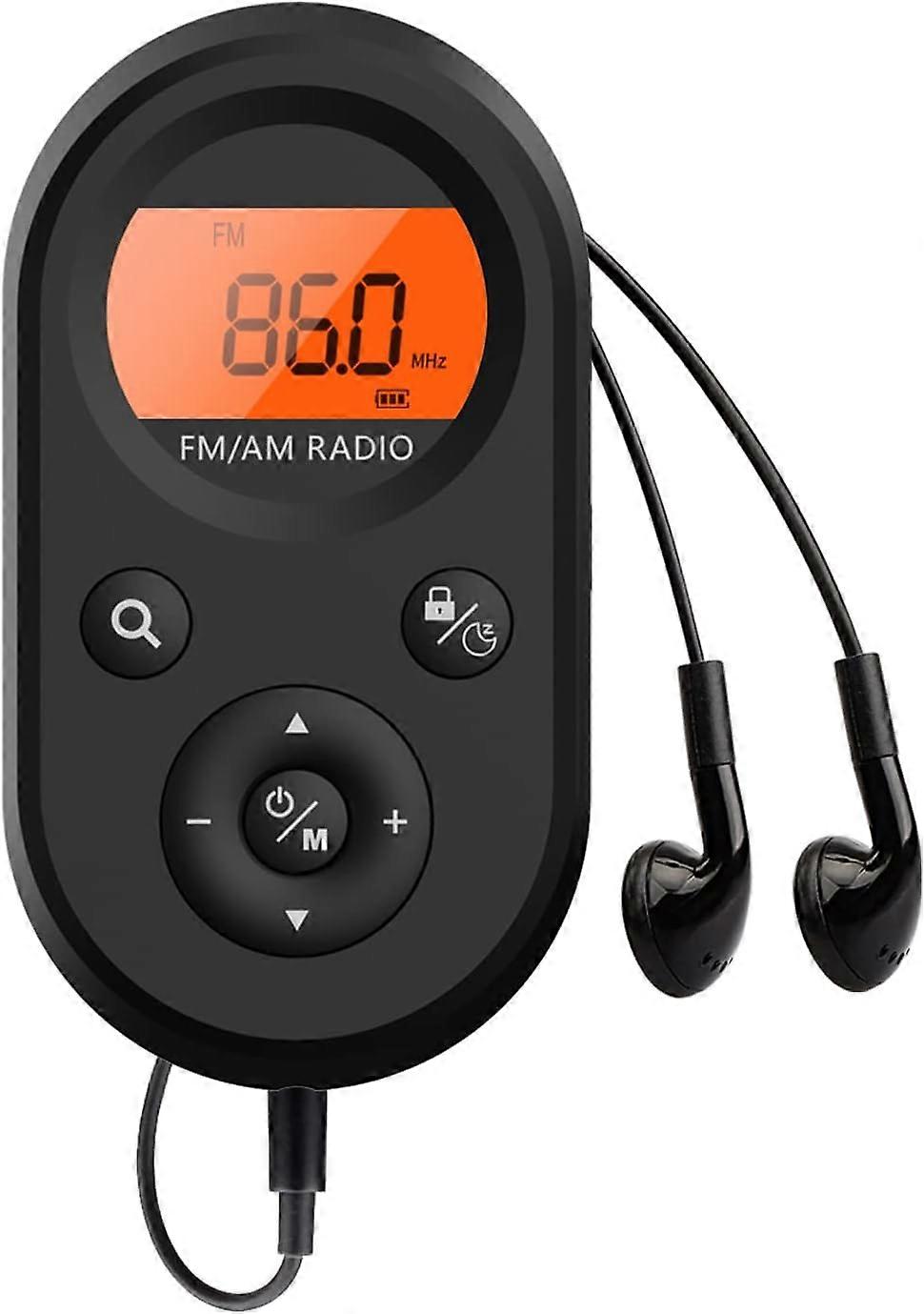 راديو AM FM ، راديو صغير محمول شخصي ، راديو Walkman قابل لإعادة الشحن ، سماعات ستيريو ، مناسبة للرياضة ، الجري ، المشي ، الركض.