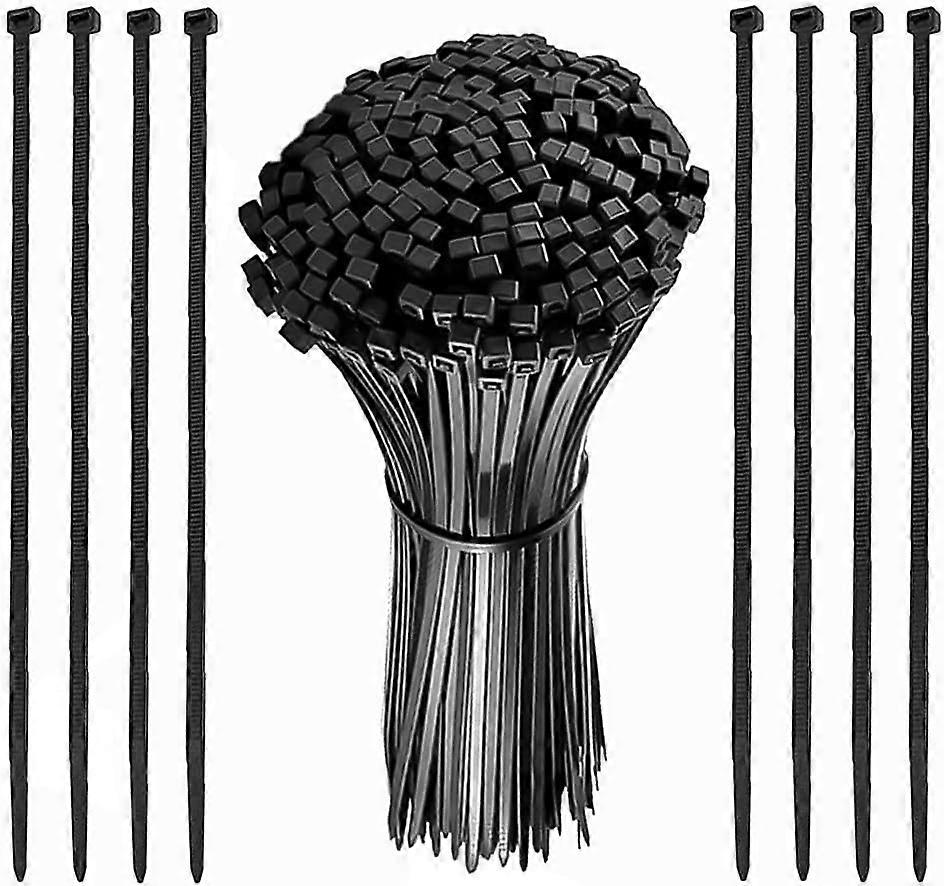 Cable ties 8-inch pack of 200 (2.7mm x 200mm, black) - self locking nylon zipper ties, UV resistant and heavy-duty, suitable for home, office, cable m